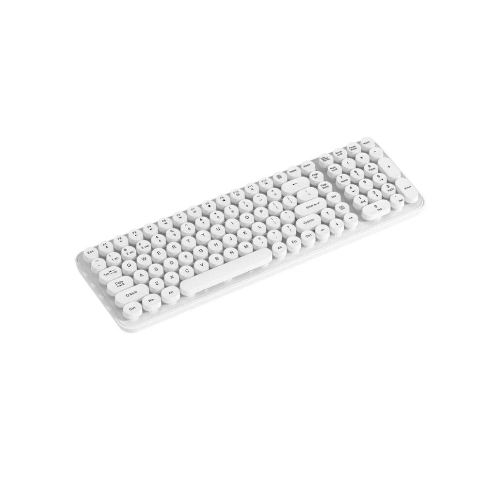 NORTH Full Size Wireless Keyboard Round Membrane Pop Keys White 105 Keys Dual Wi